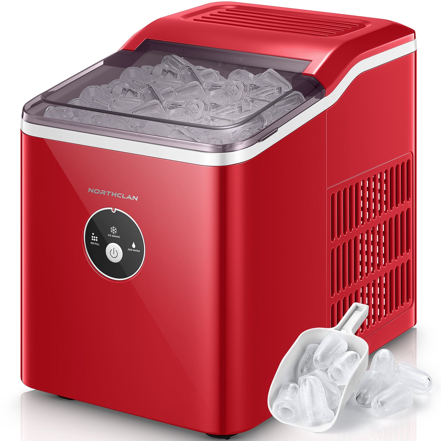 Ice Maker Countertop, 28 lbs Ice In 24 Hrs, 9 Ice Cubes Ready In 5 Minutes, Portable Ice Machine 2L With Led Display Perfect for Parties Mixed Drinks, Ice Scoop & Basket (Red)