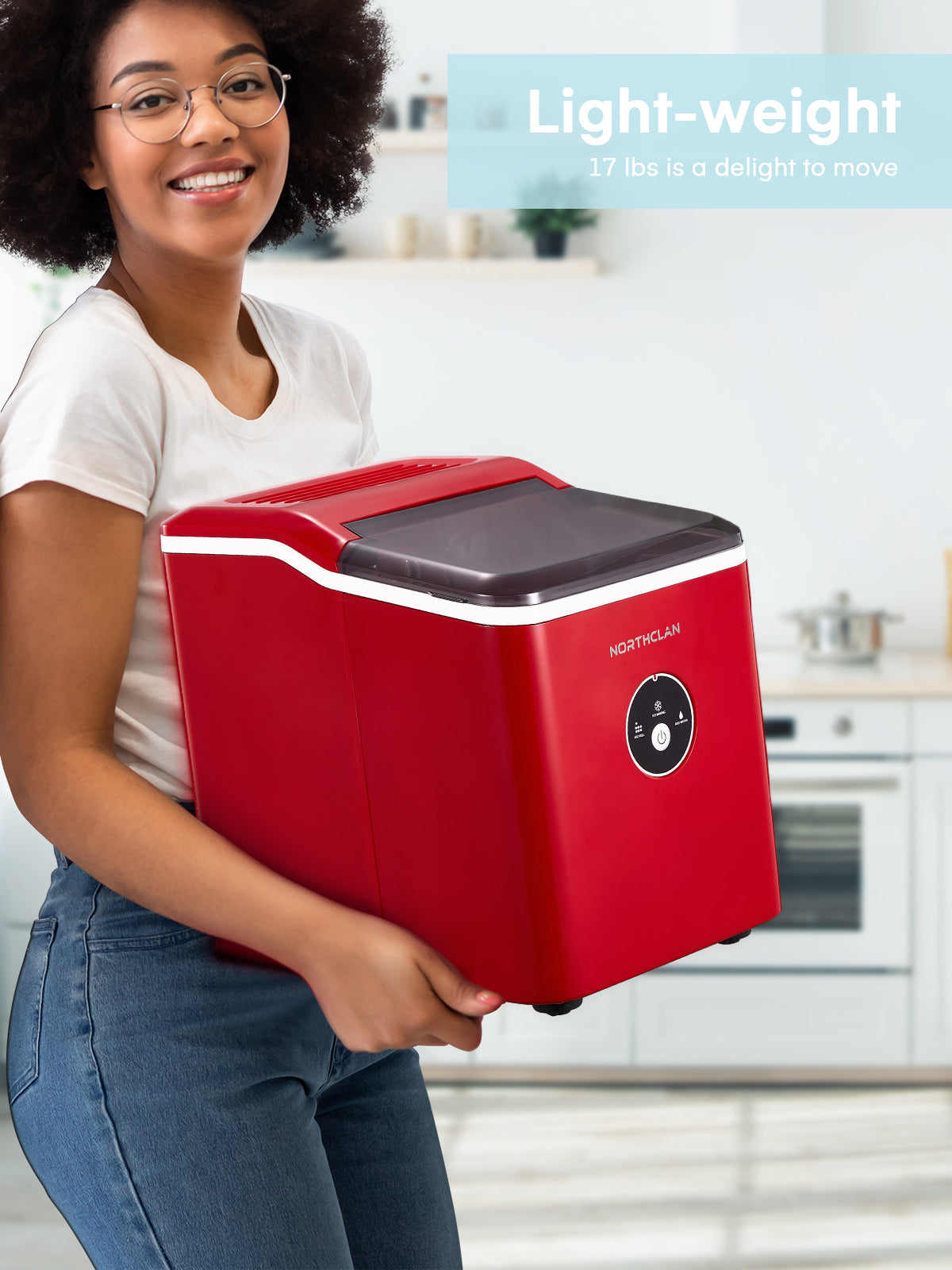 Ice Maker, Countertop, 28 lbs in 24 Hrs, 9 Bullet Ice in 5 Minutes, Retro Red