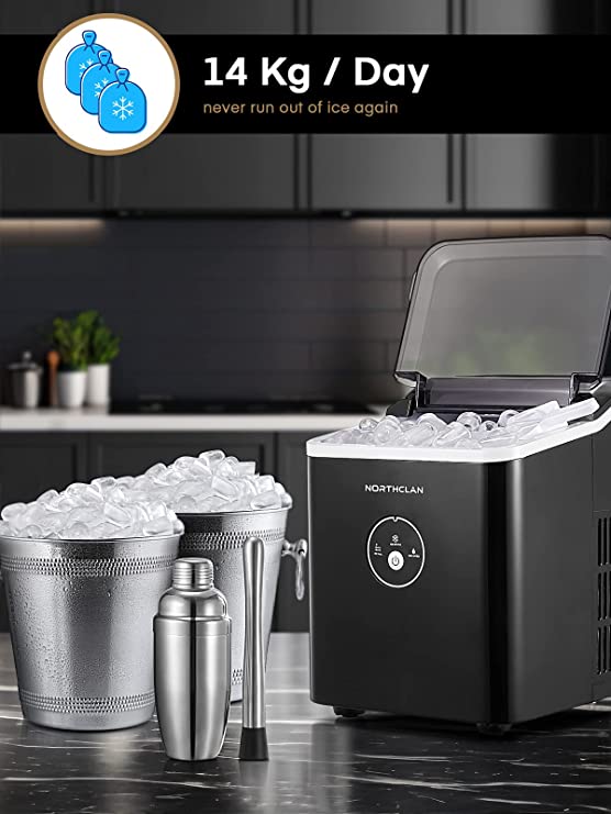 Ice Maker Machine Countertop for Home, Make 28 lbs 24 Hrs, With LED Display, 9 Ice Cubes Ready in 6 Minutes, 2L with Ice Scoop & Basket, Portable Ice Cube Maker for Party (Black)