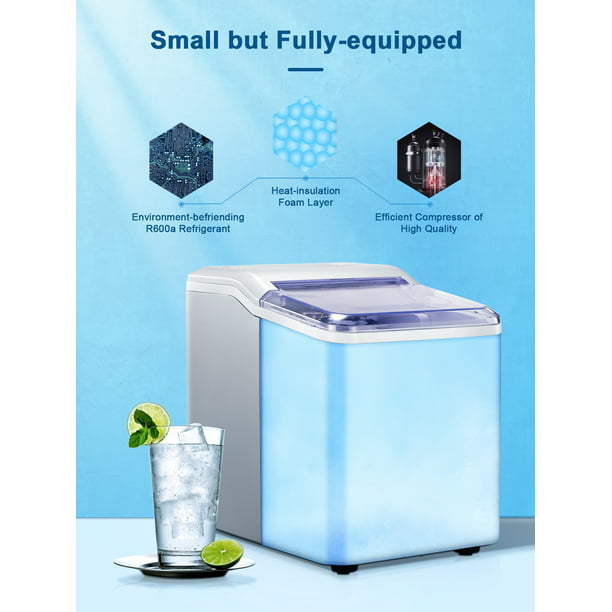 Ice Maker Countertop, 28 lbs Ice In 24 Hrs, 9 Ice Cubes Ready In 5 Minutes, Portable Ice Machine 2L With Led Display Perfect for Parties Mixed Drinks, Ice Scoop & Basket (Silver)