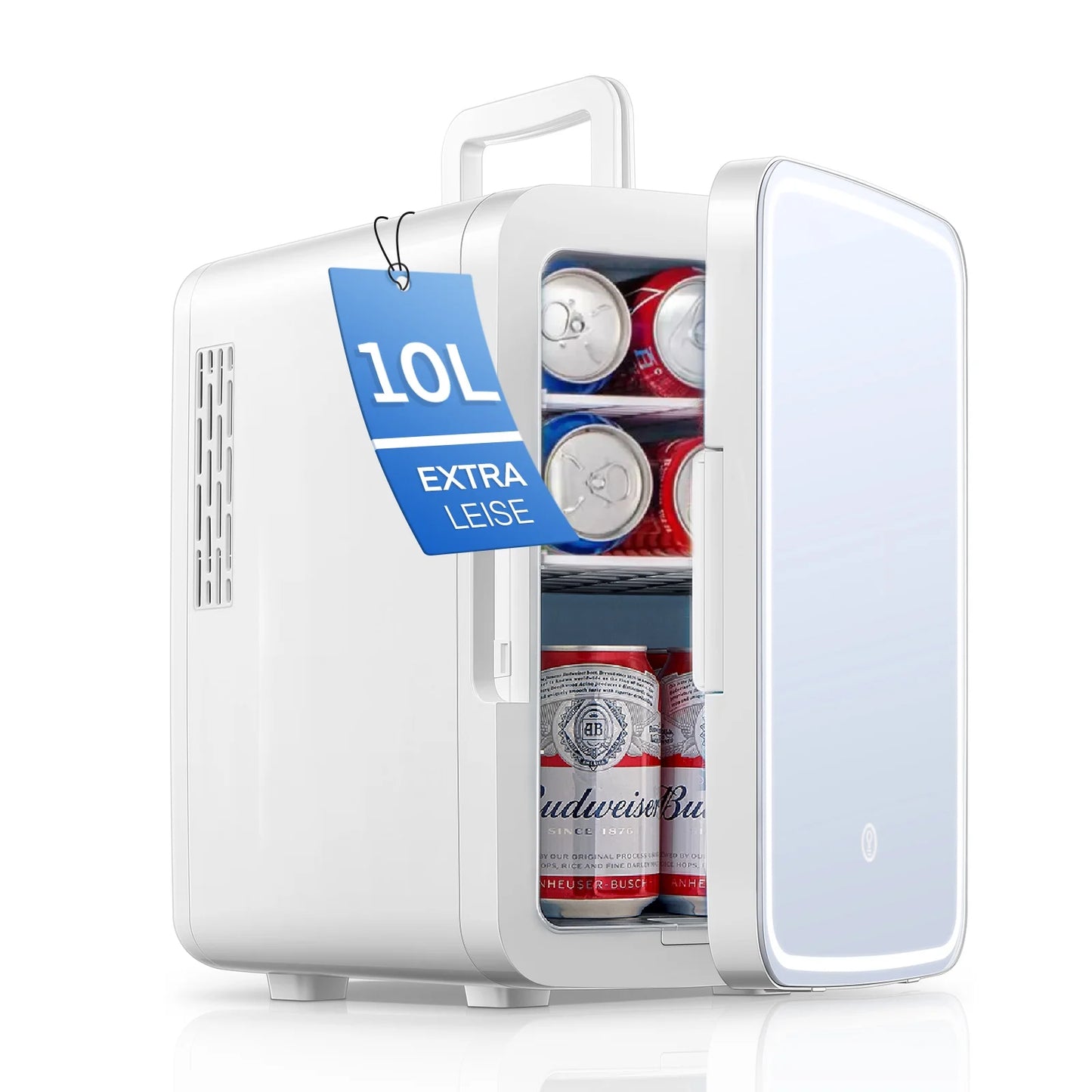 NORTHCLAN Mini Fridge 10 Liter Portable Beauty Makeup Skincare Refrigerator with Cosmetics Mirror Electric Warm and Cool Fridge White