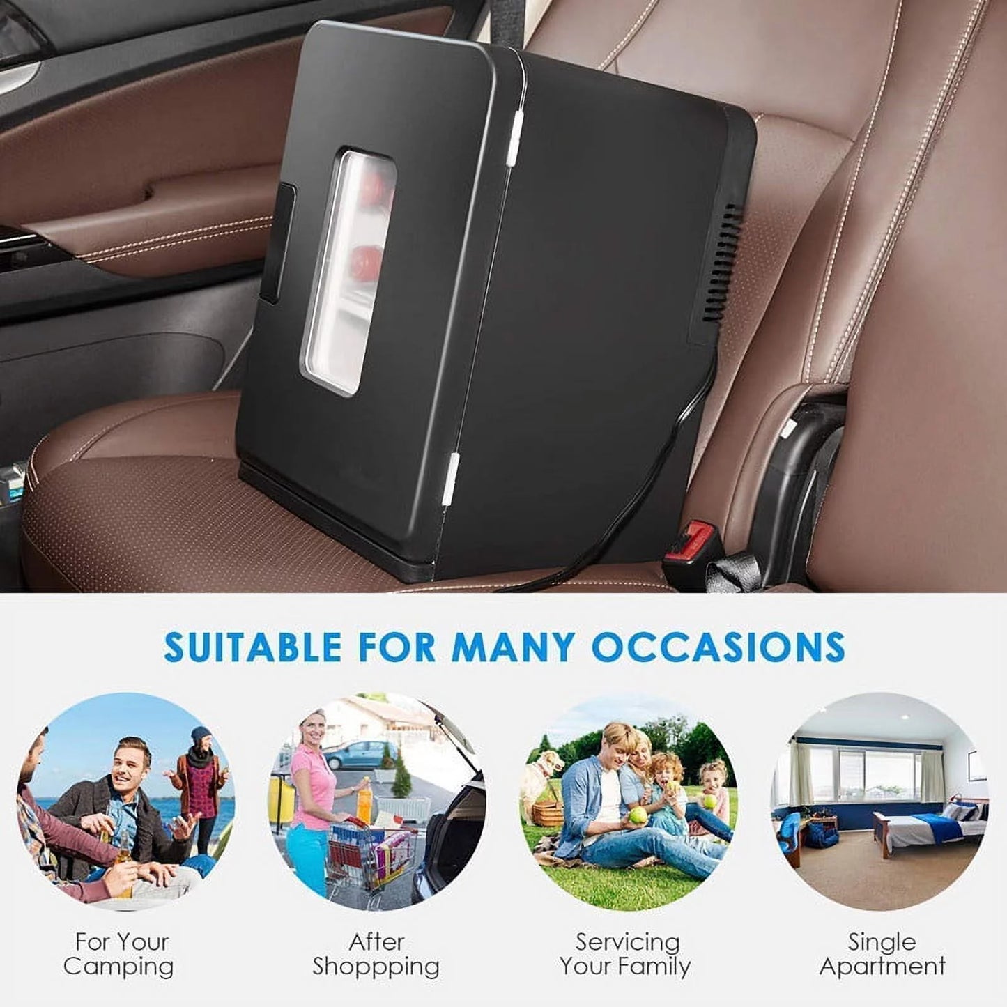 NORTHCLAN Mini Fridge, 15 L/21 Can Personal Refrigerator, Portable Cooler &Warmer, Beverage & Skincare, 110V/12V, Black, Width 11.8", New